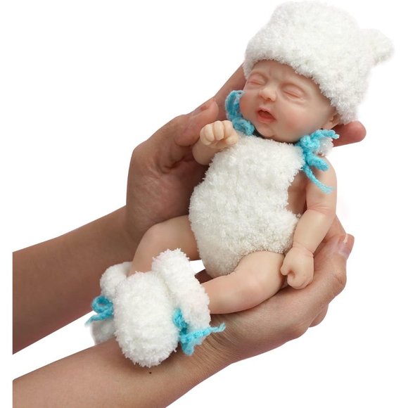 7'' Flora Style White Mini Realistic Silicone Newborn Stress Hand Made Baby Doll - Picture 1 of 3